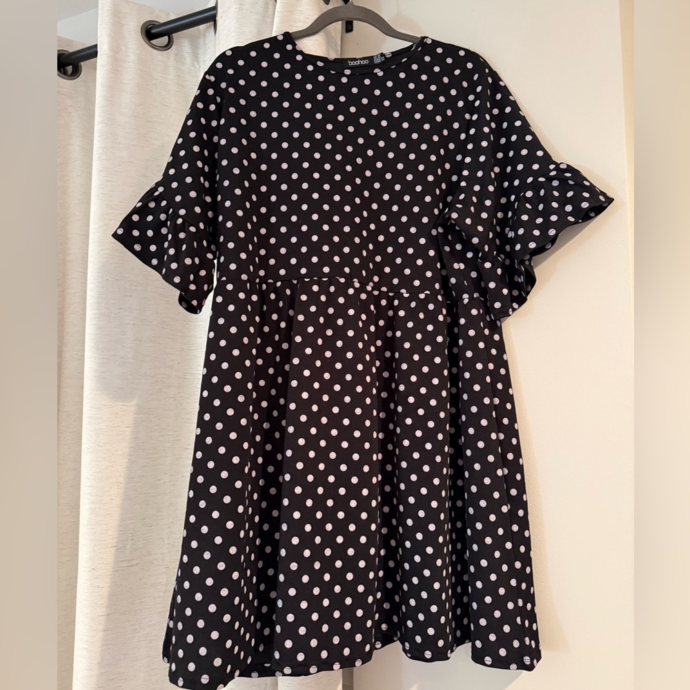 Boohoo Black and White Polka Dot Dress